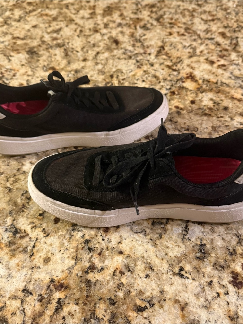 Women’s Black Low-Profile Lace-Up Sneakers with White Platform Sole